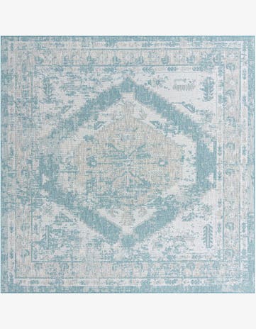 Aqua Easy-Clean Traditional Indoor / Outdoor Square Rug