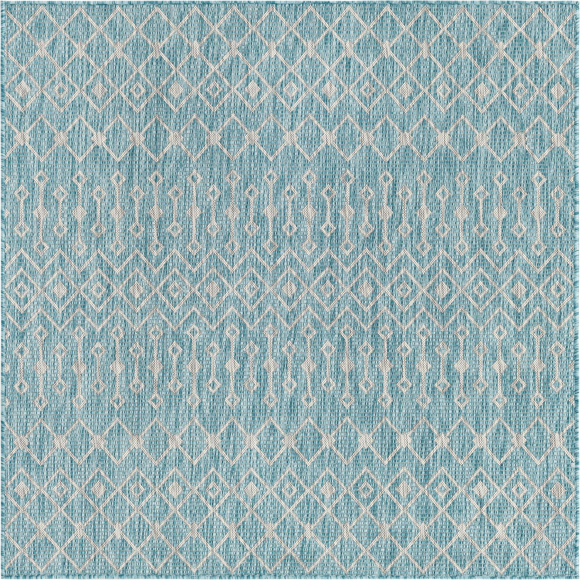 Primary image 5' 3 x 5' 3  Washable Trellis Indoor / Outdoor Square Rug