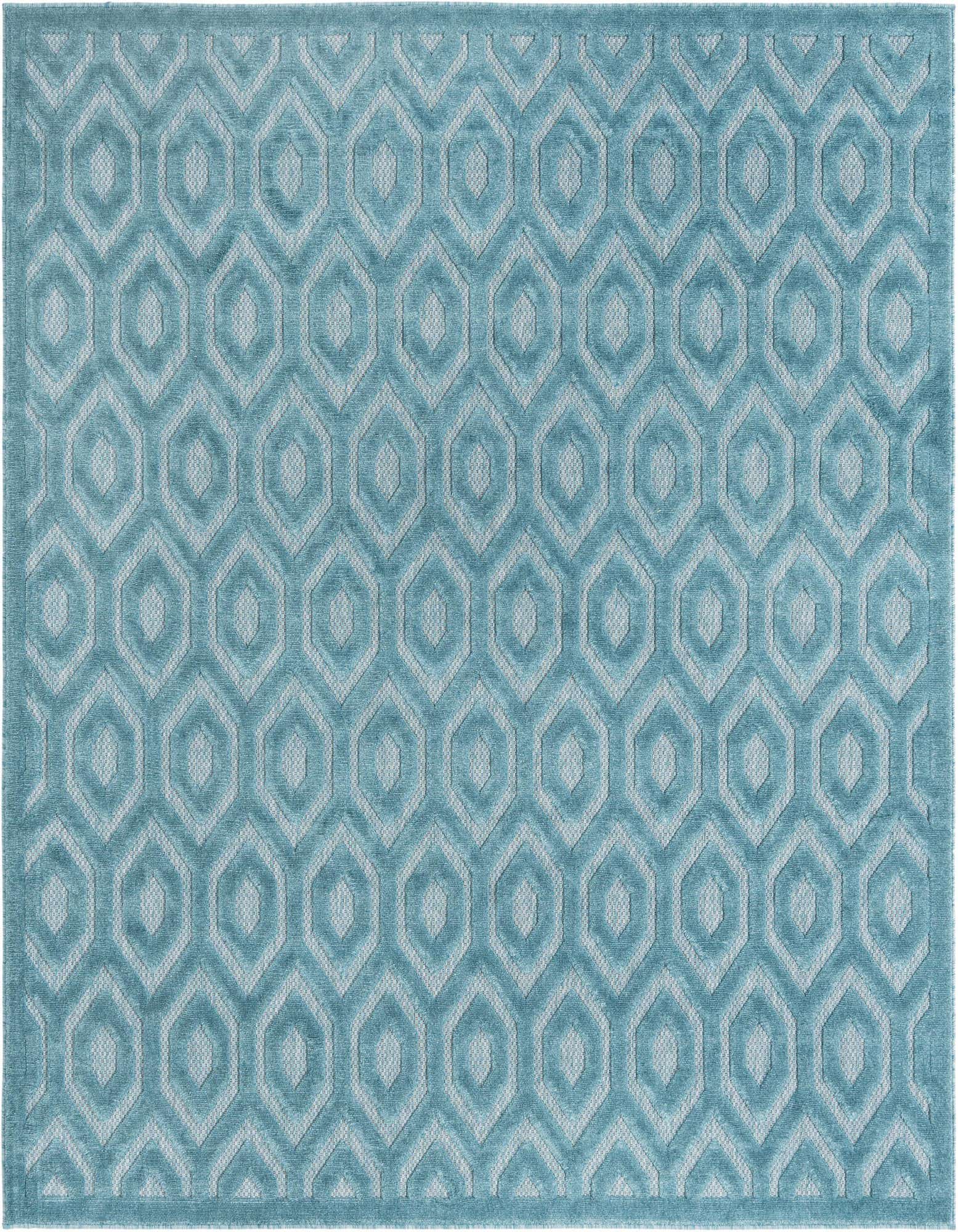 7' 10 x 7' 10 Easy-Clean Trellis Textured Indoor / Outdoor Square Rug