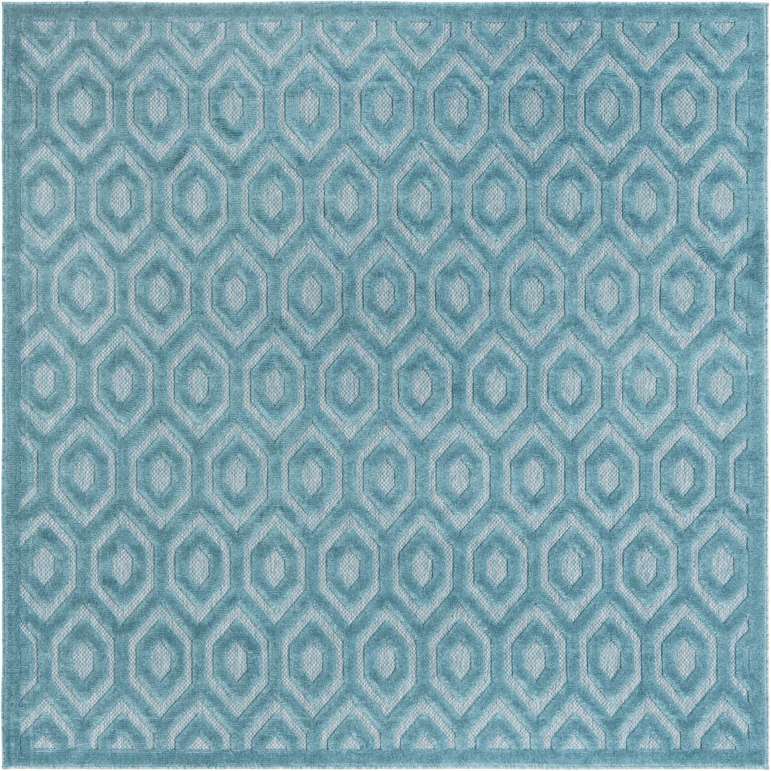 7' 10 x 7' 10 Easy-Clean Trellis Textured Indoor / Outdoor Square Rug