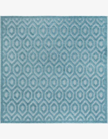 7' 10 x 7' 10 Easy-Clean Trellis Textured Indoor / Outdoor Square Rug