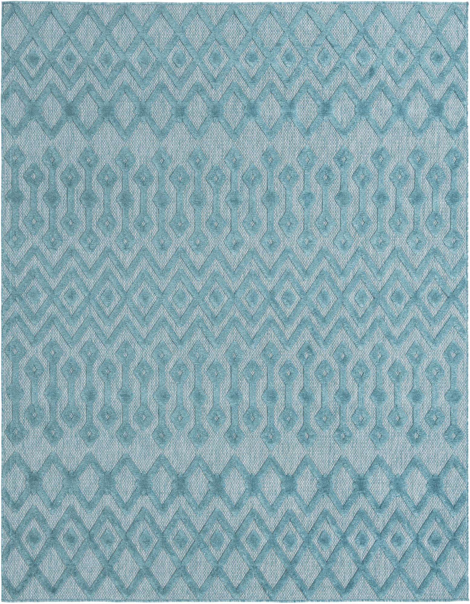 7' 10 x 7' 10 Easy-Clean Trellis Textured Indoor / Outdoor Square Rug