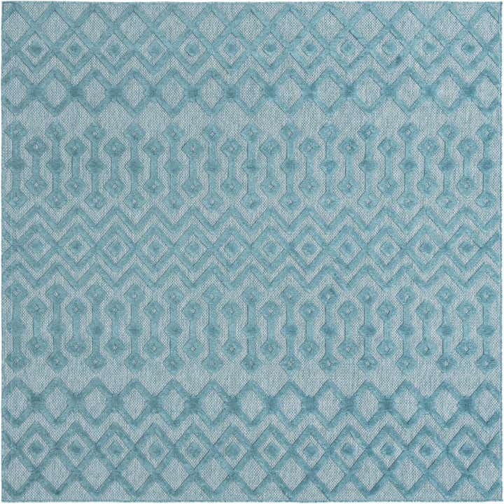 7' 10 x 7' 10 Easy-Clean Trellis Textured Indoor / Outdoor Square Rug