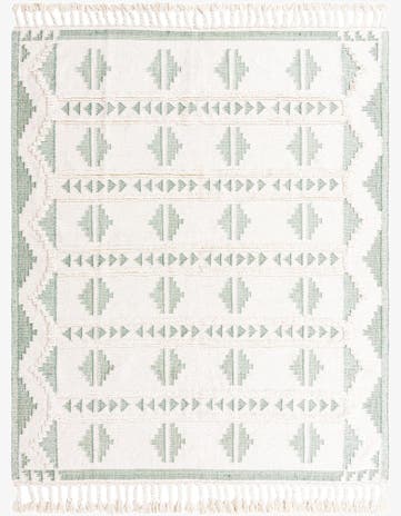 Aquamarine and White Hand Woven Arizona Wool Rug