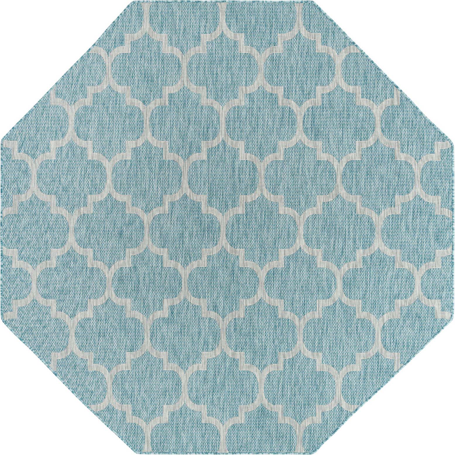 7' 10 x 7' 10 Easy-Clean Lattice Indoor / Outdoor Octagon Rug
