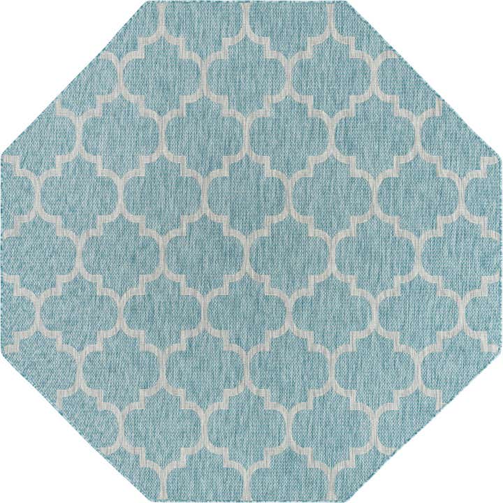 7' 10 x 7' 10 Easy-Clean Lattice Indoor / Outdoor Octagon Rug