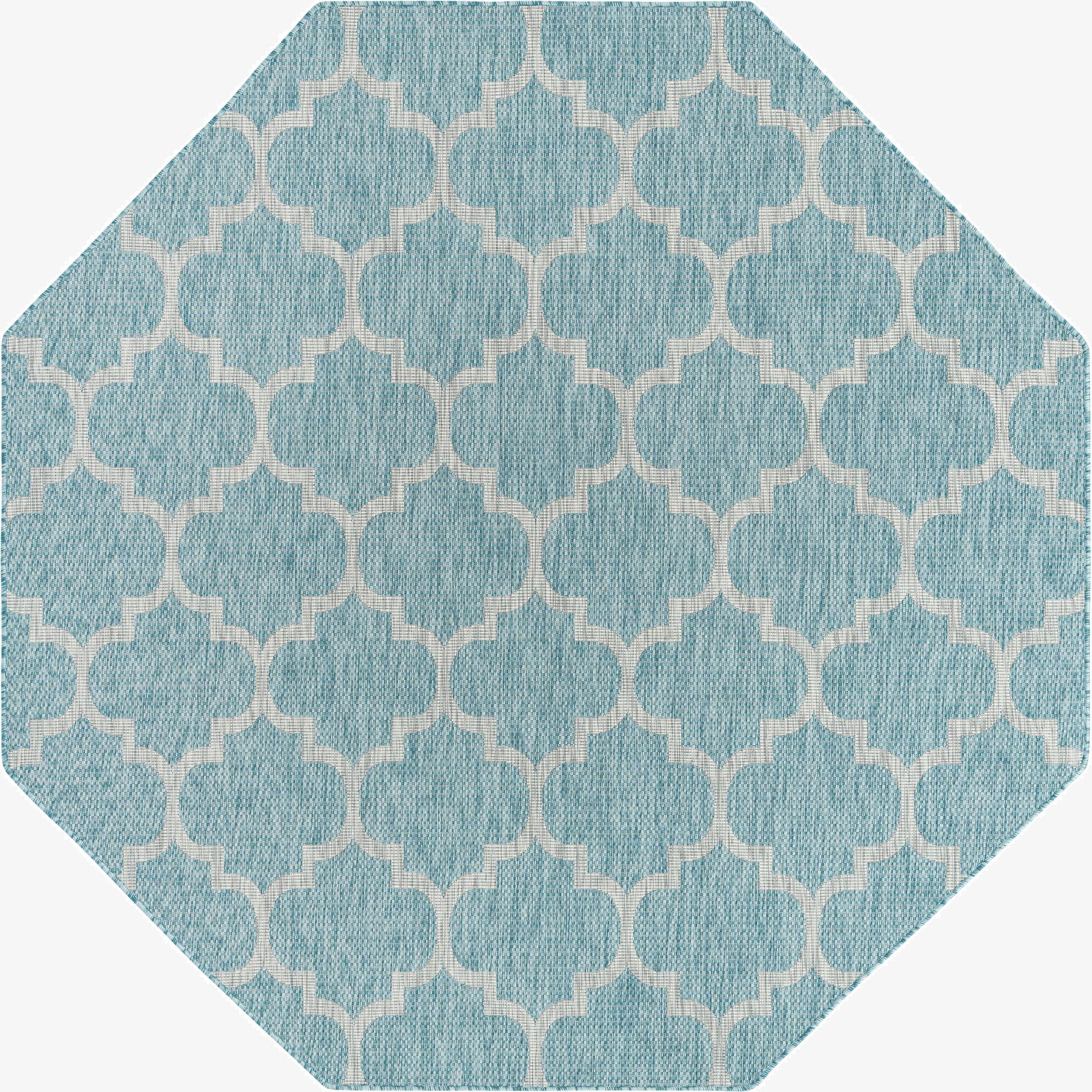 7' 10 x 7' 10 Washable Lattice Indoor / Outdoor Octagon Rug