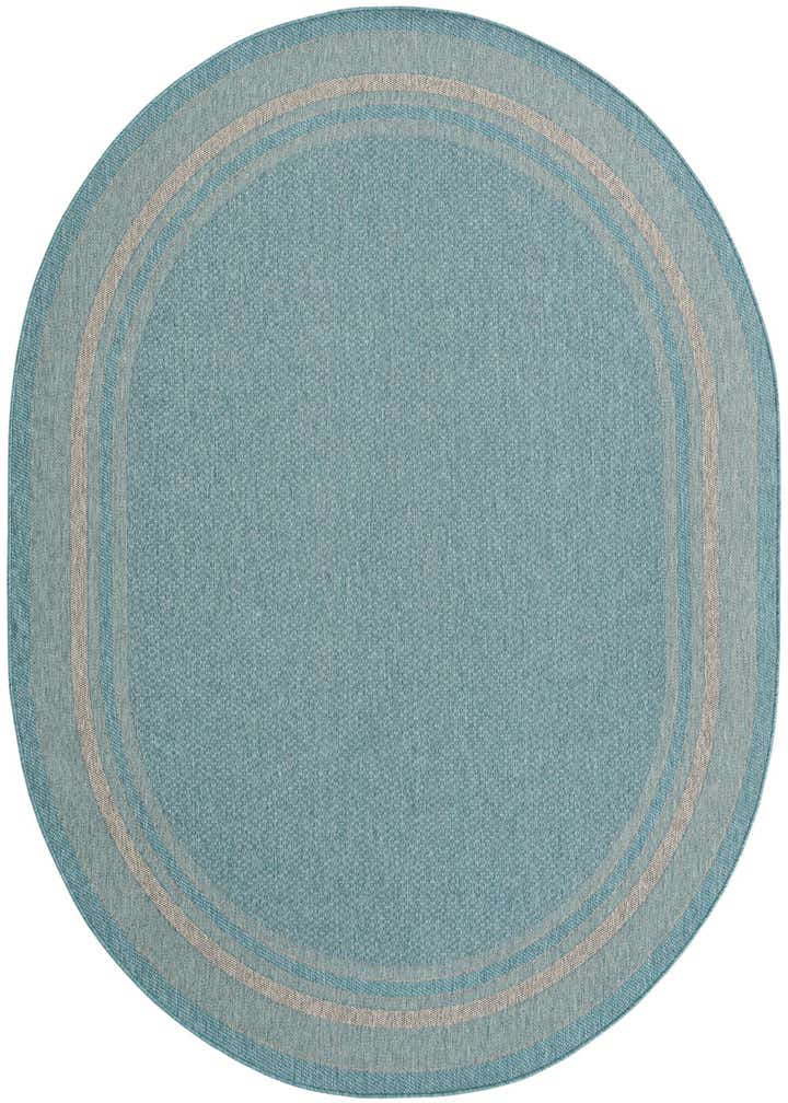 7' 10 x 10' Easy-Clean Border Indoor / Outdoor Oval Rug