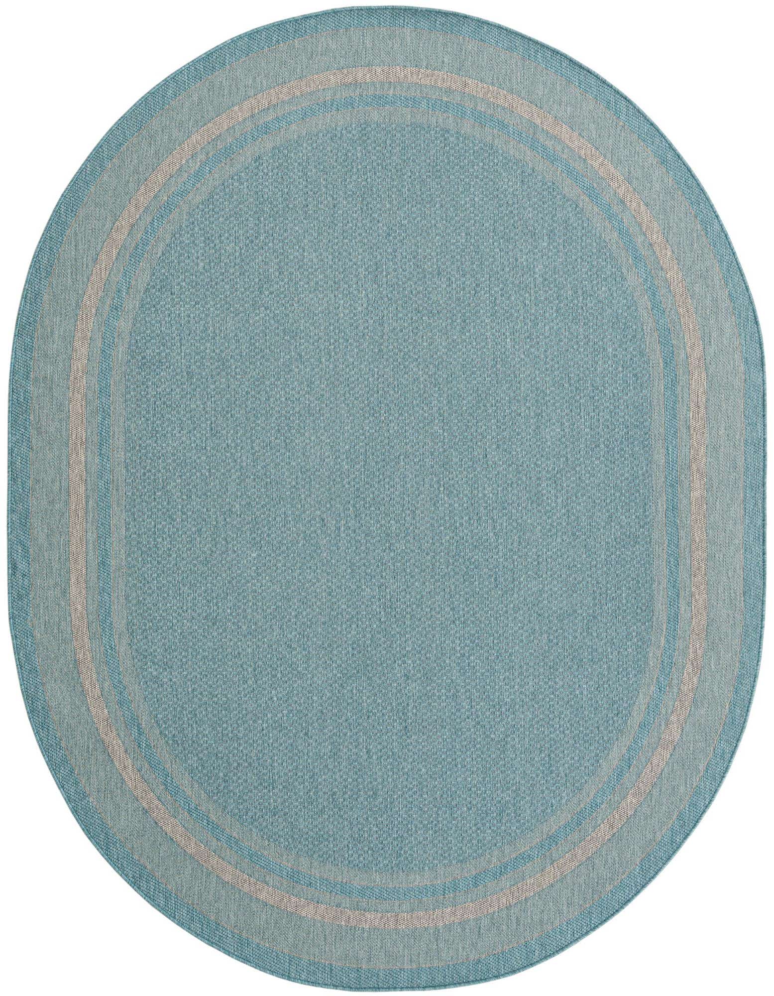 7' 10 x 10' Easy-Clean Border Indoor / Outdoor Oval Rug
