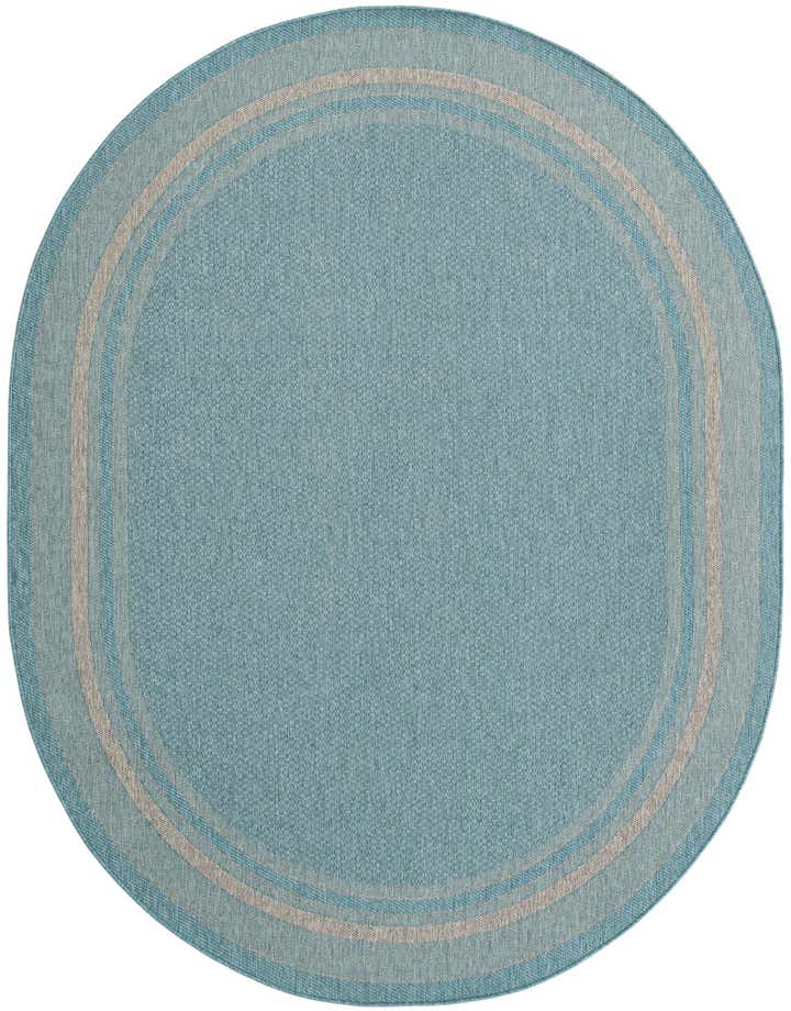 7' 10 x 10' Easy-Clean Border Indoor / Outdoor Oval Rug