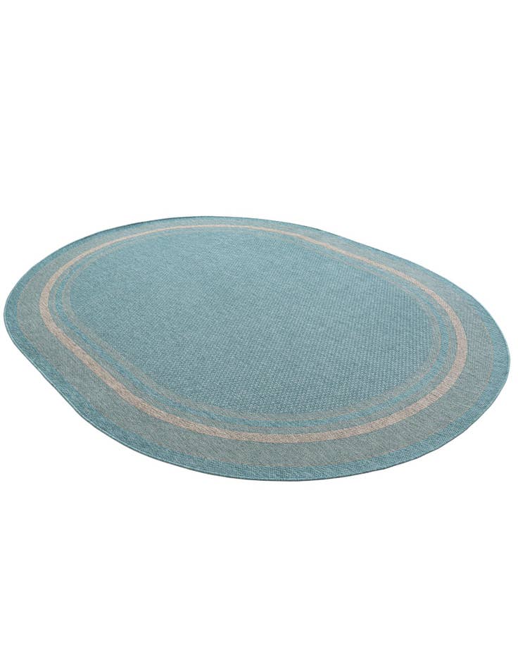 Detail image of 7' 10 x 10' Easy-Clean Border Indoor / Outdoor Oval Rug