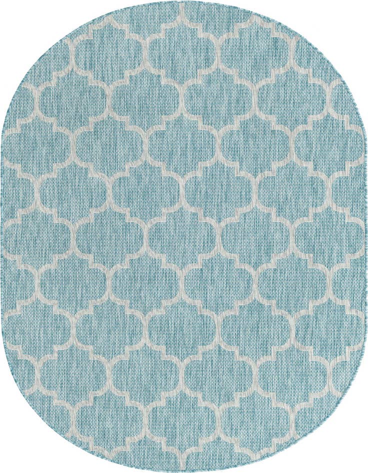 Detail image of 5' 3 x 8' Easy-Clean Lattice Indoor / Outdoor Oval Rug