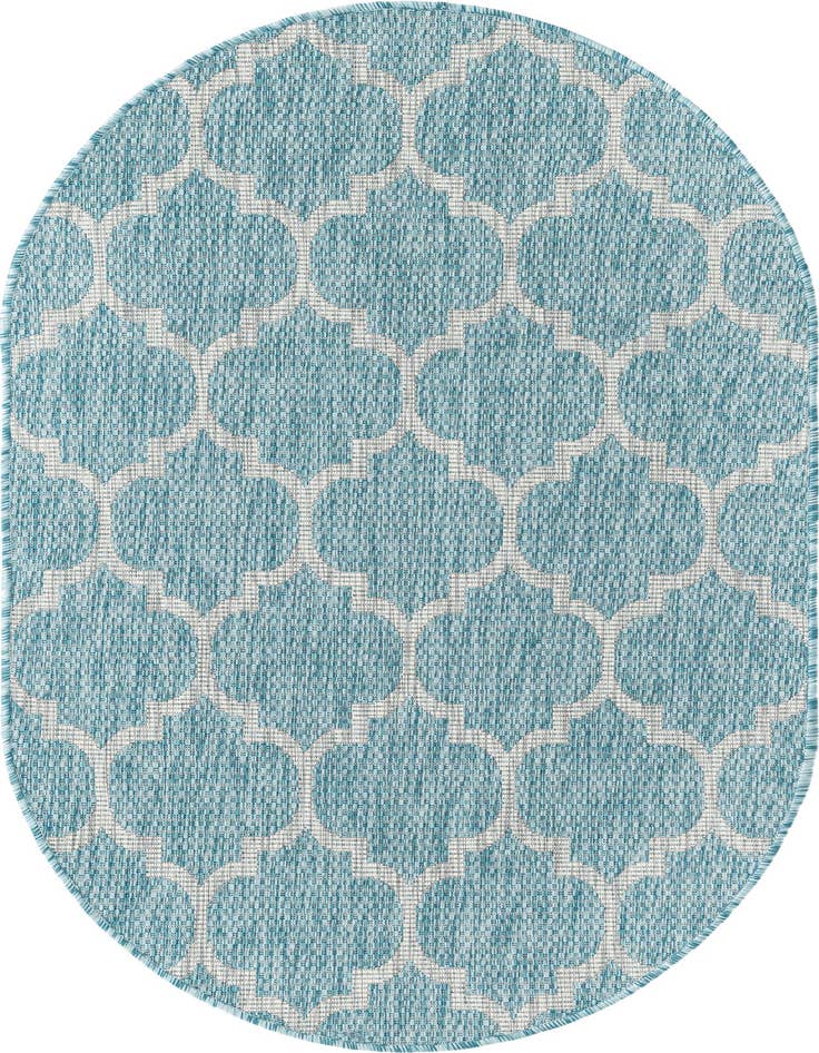 Detail image of 3' x 5' 3 Easy-Clean Lattice Indoor / Outdoor Oval Rug