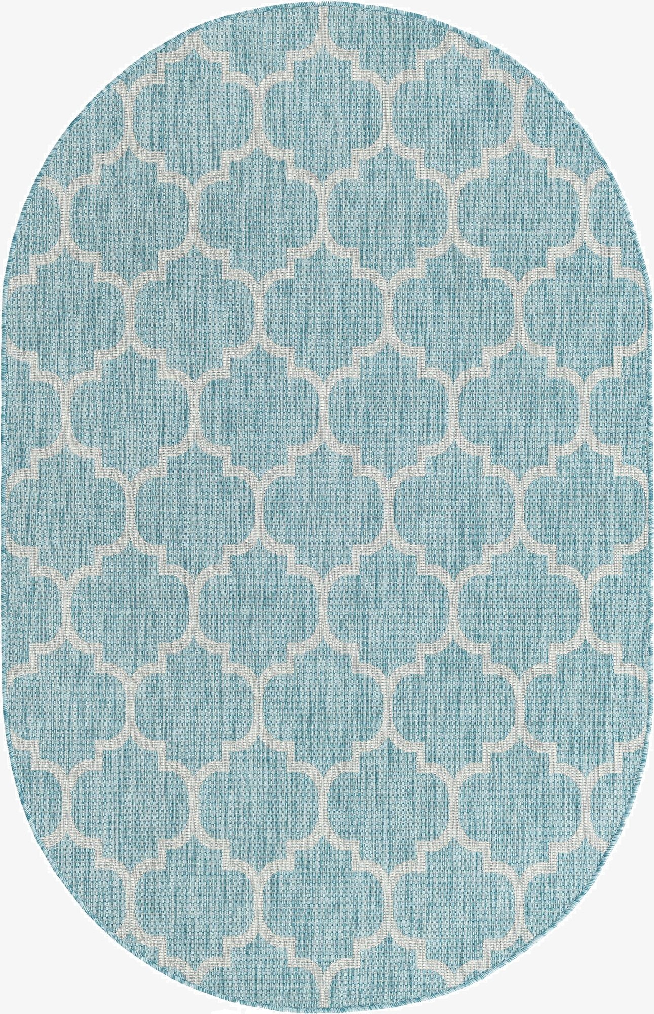 5' 3 x 8' Washable Lattice Indoor / Outdoor Oval Rug