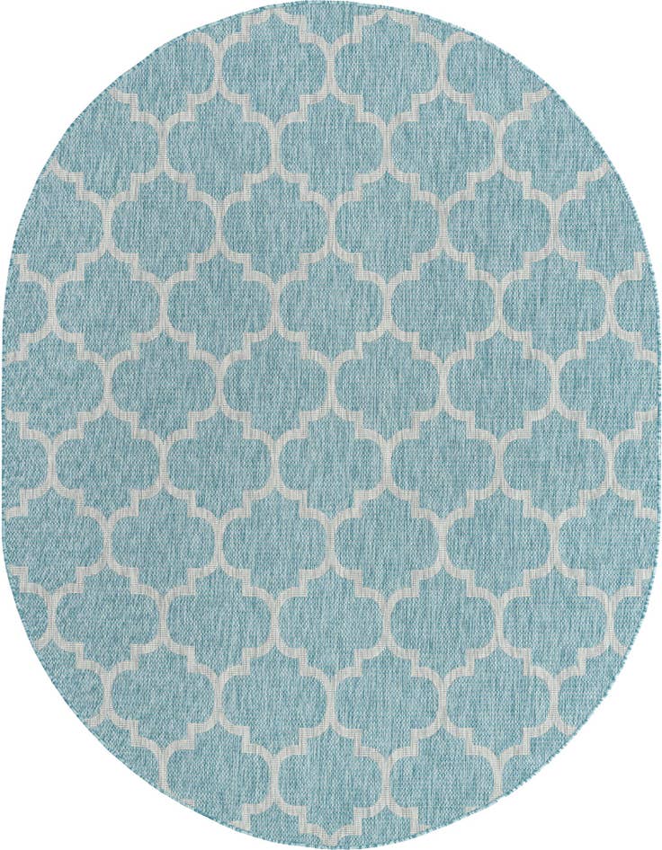 Detail image of 7' 10 x 10' Easy-Clean Trellis Indoor / Outdoor Oval Rug