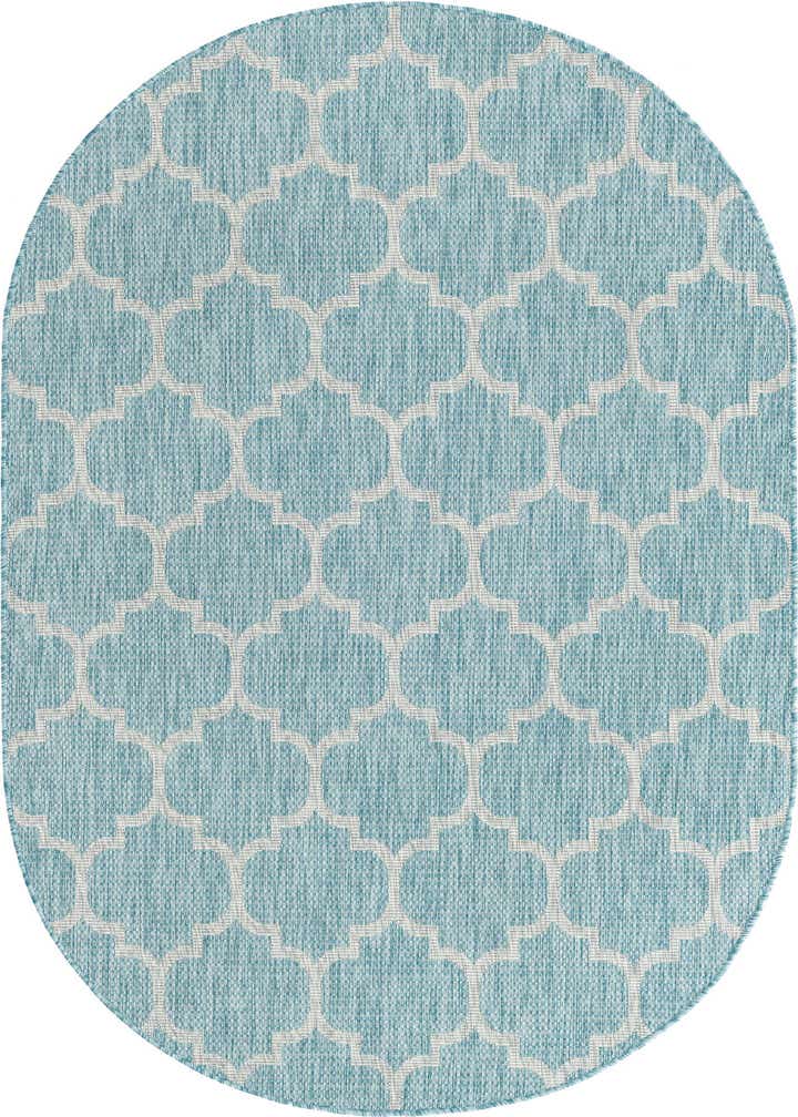 5' 3 x 8' Easy-Clean Trellis Indoor / Outdoor Oval Rug