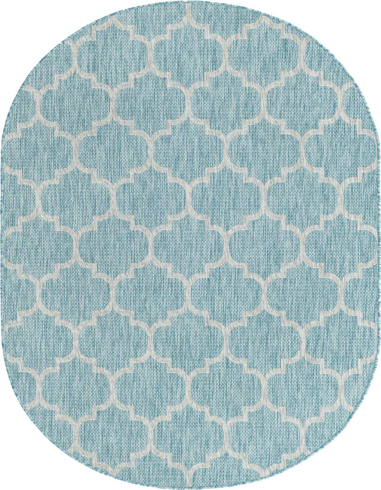 5' 3 x 8' Easy-Clean Trellis Indoor / Outdoor Oval Rug