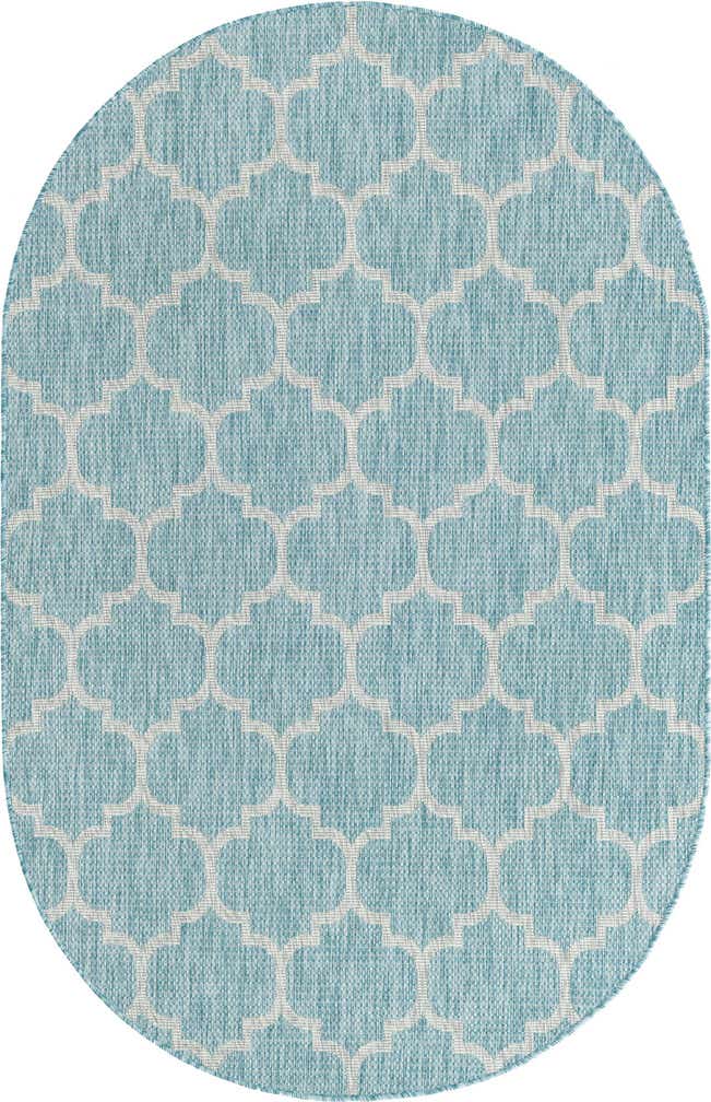 5' 3 x 8' Easy-Clean Trellis Indoor / Outdoor Oval Rug