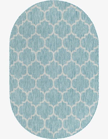 5' 3 x 8' Easy-Clean Trellis Indoor / Outdoor Oval Rug