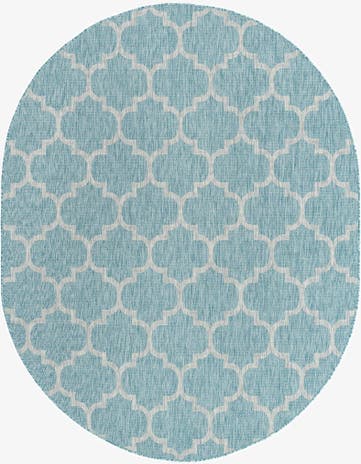 7' 10 x 10' Easy-Clean Trellis Indoor / Outdoor Oval Rug