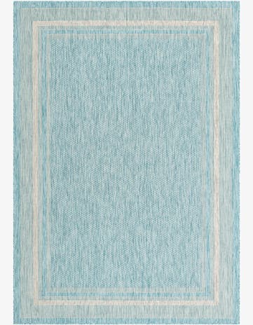 Aquamarine Easy-Clean Border Indoor / Outdoor Rug