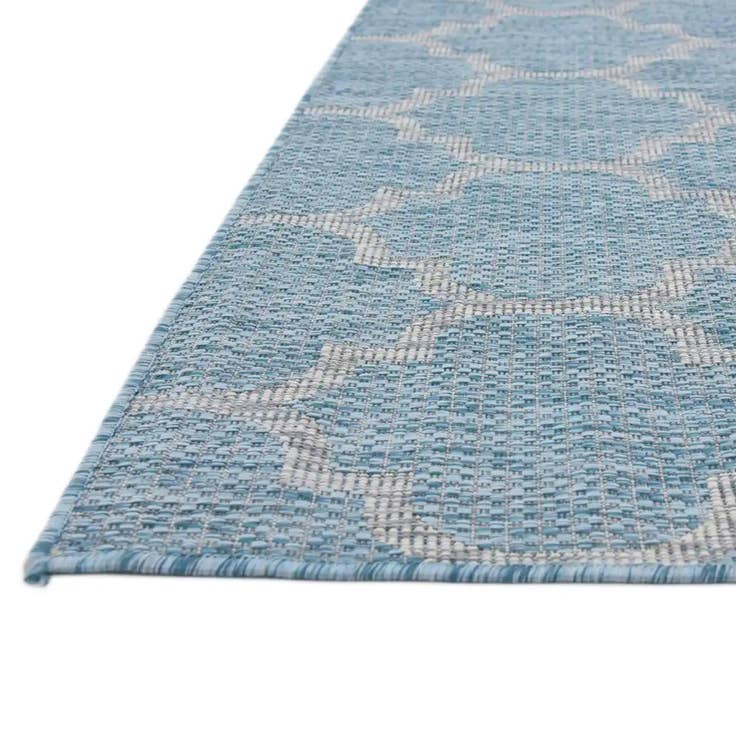 Detail image of Custom Aquamarine Easy-Clean Lattice Indoor / Outdoor Rug