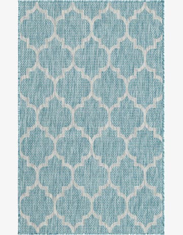 Aquamarine Easy-Clean Lattice Indoor / Outdoor Rug