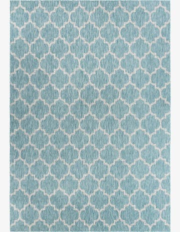 Aquamarine Easy-Clean Lattice Indoor / Outdoor Rug