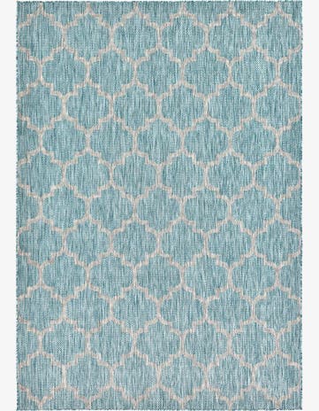 Aquamarine Easy-Clean Lattice Indoor / Outdoor Rug