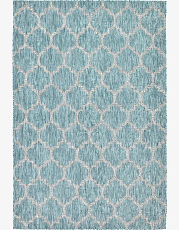 Aquamarine Easy-Clean Lattice Indoor / Outdoor Rug