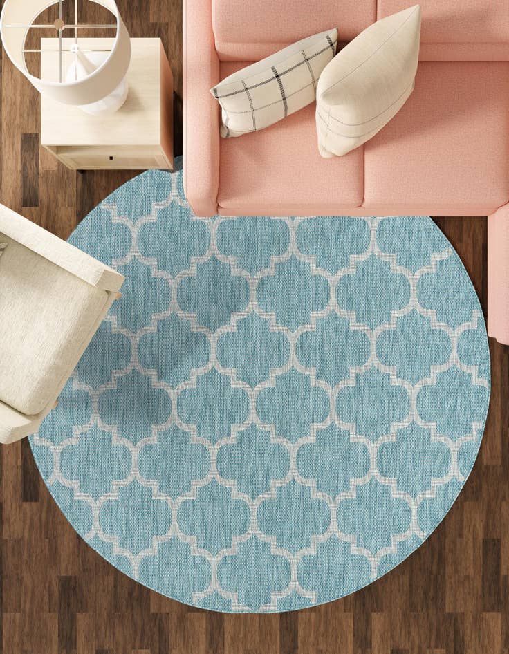Detail image of 10' 8 x 10' 8  Washable Trellis Indoor / Outdoor Round Rug