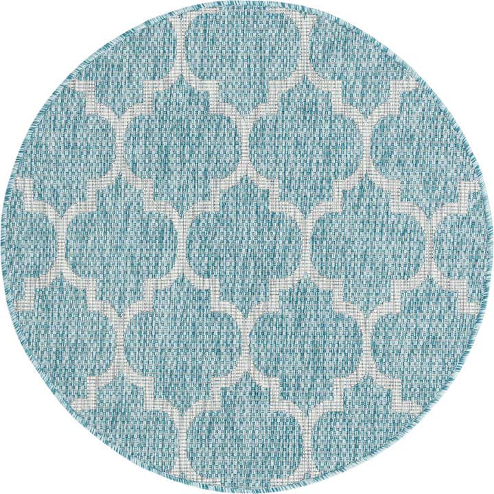 3' x 3' Easy-Clean Trellis Indoor / Outdoor Round Rug