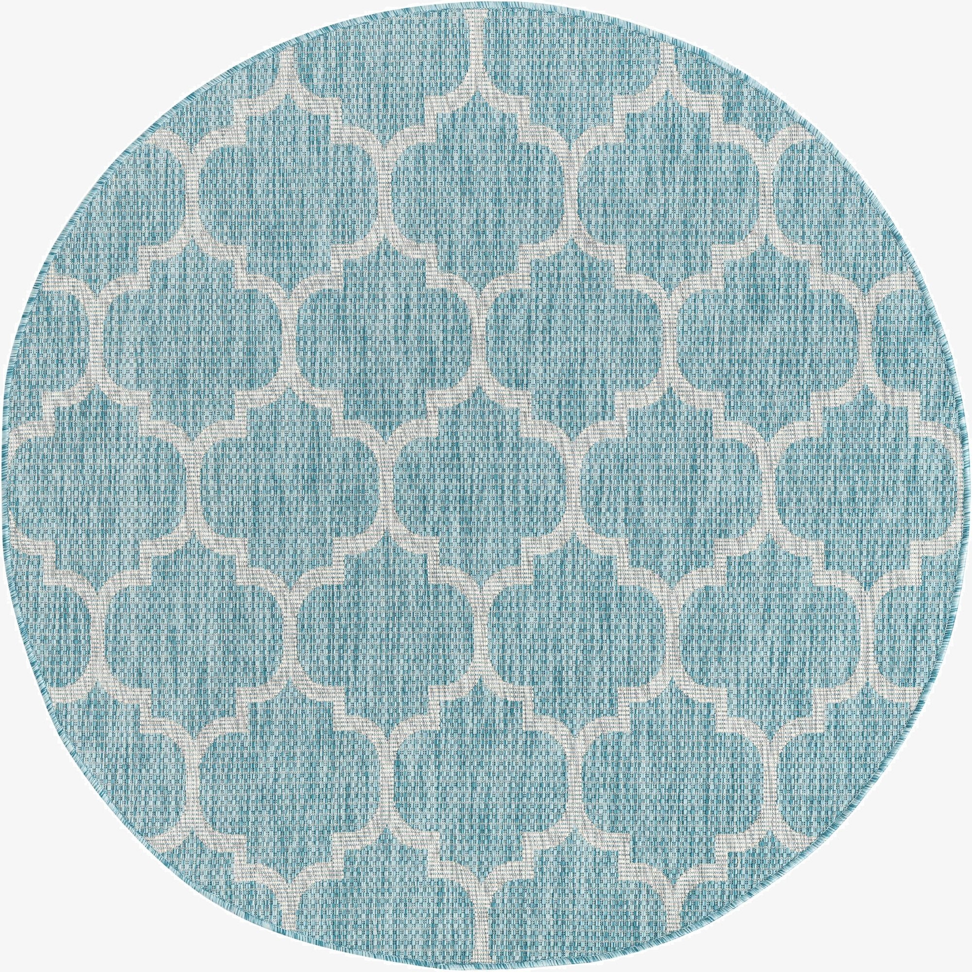 5' 3 x 5' 3  Washable Trellis Indoor / Outdoor Round Rug
