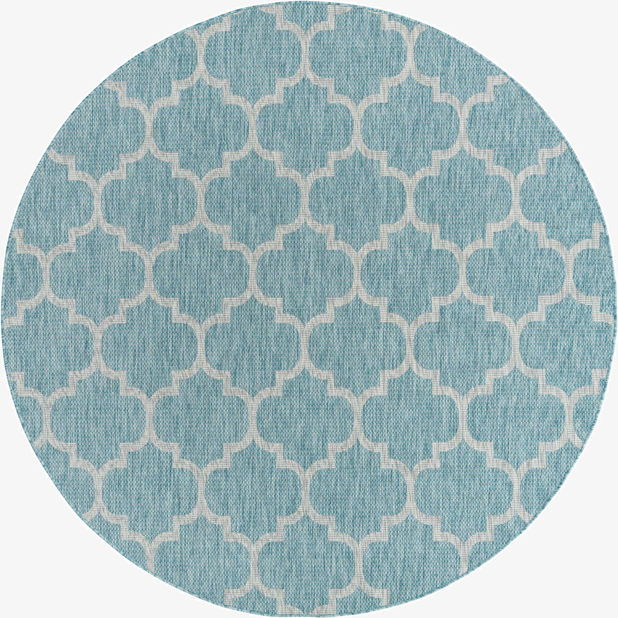 7' 10 x 7' 10  Washable Trellis Indoor / Outdoor Round Rug