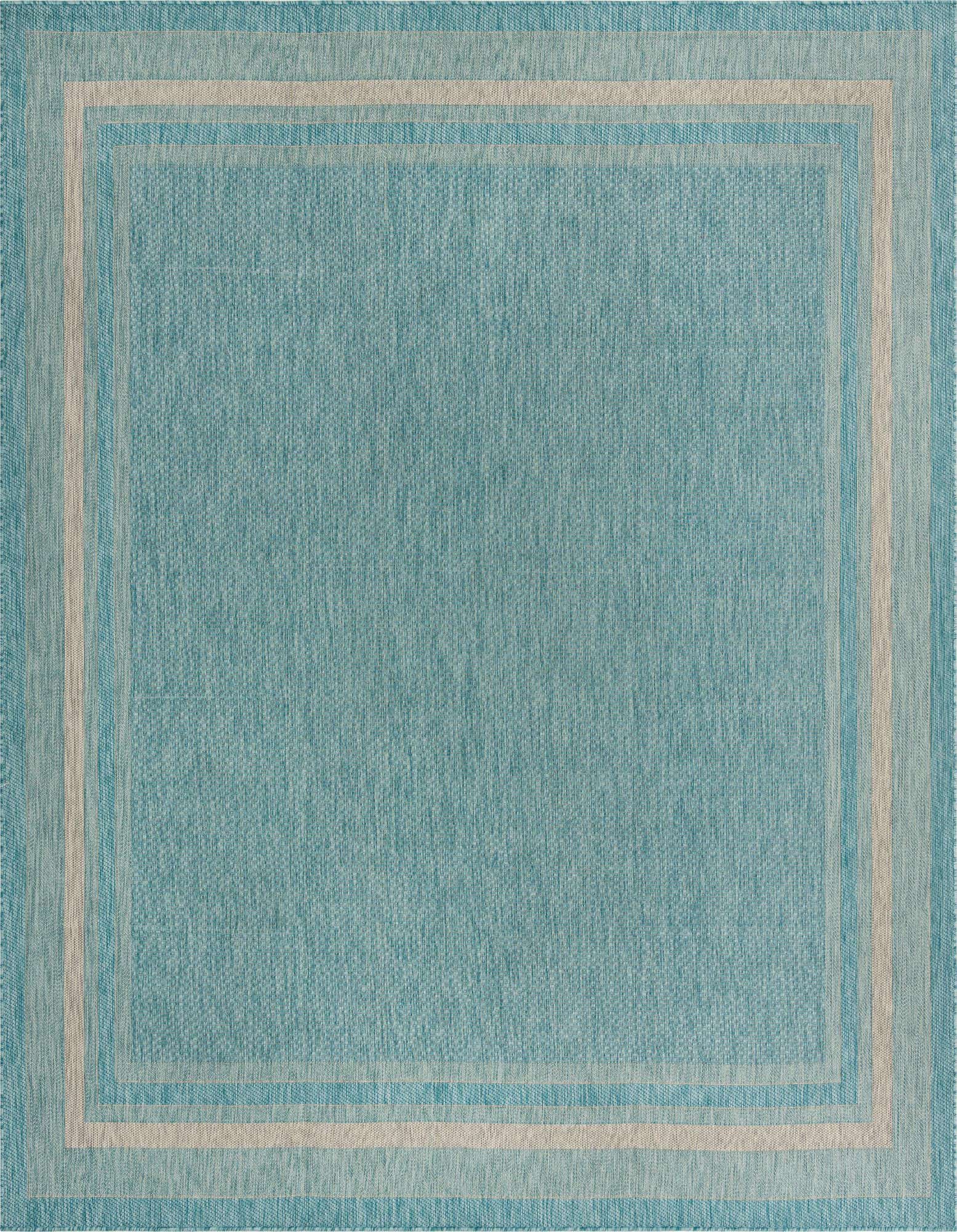10' 8 x 10' 8 Easy-Clean Border Indoor / Outdoor Square Rug