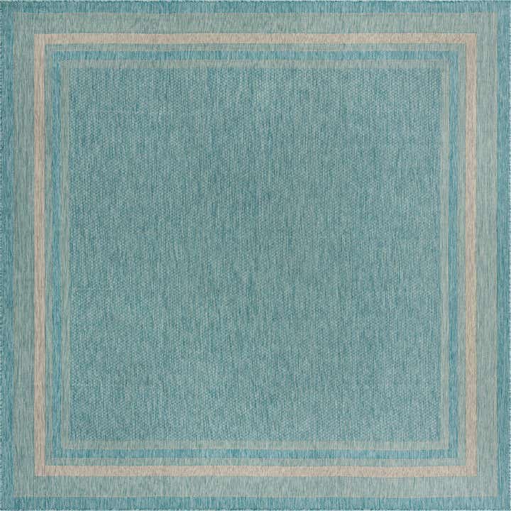 10' 8 x 10' 8 Easy-Clean Border Indoor / Outdoor Square Rug