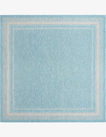 Aquamarine Easy-Clean Border Indoor / Outdoor Square Rug