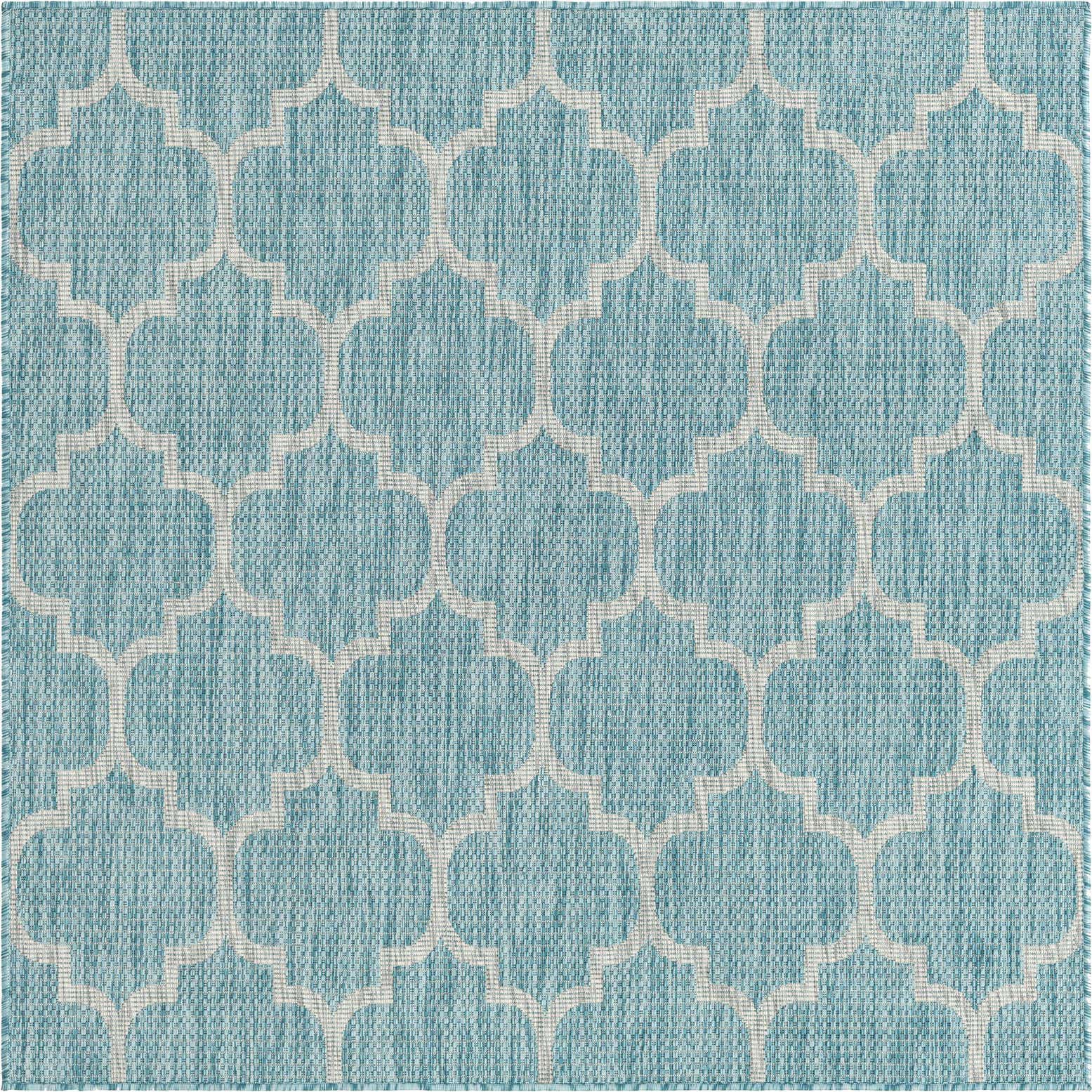 5' 3 x 5' 3 Easy-Clean Lattice Indoor / Outdoor Square Rug