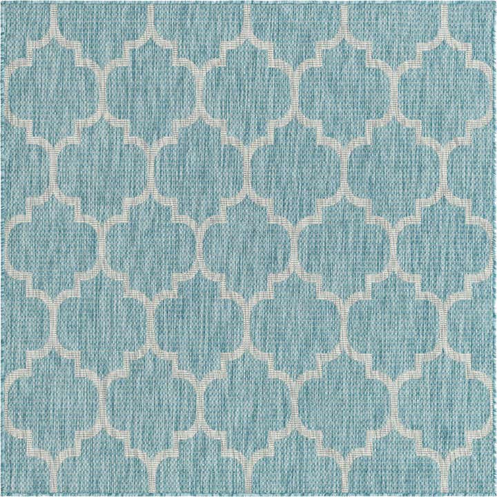 5' 3 x 5' 3 Easy-Clean Lattice Indoor / Outdoor Square Rug