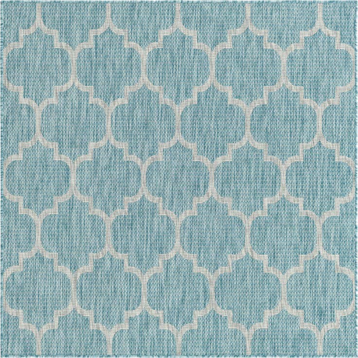 Detail image of 5' 3 x 5' 3 Easy-Clean Lattice Indoor / Outdoor Square Rug