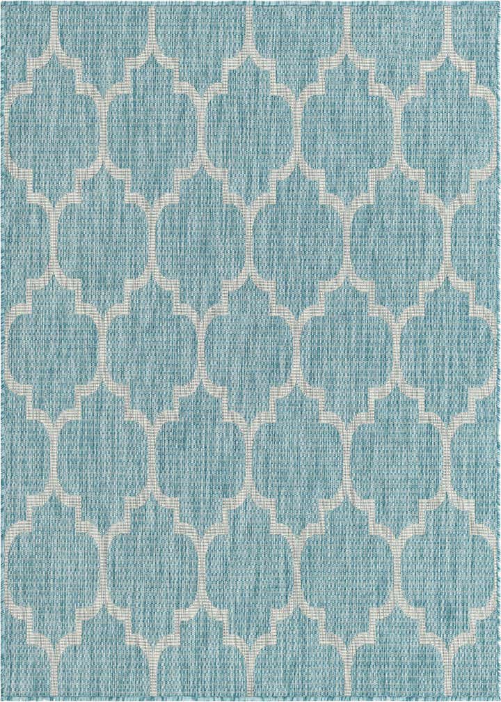 5' 3 x 5' 3 Easy-Clean Trellis Indoor / Outdoor Square Rug