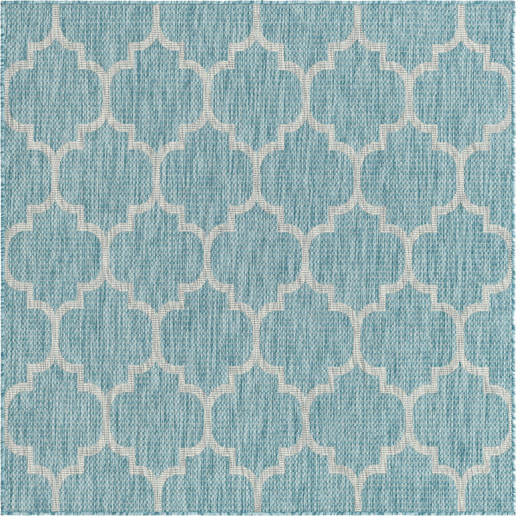 5' 3 x 5' 3  Washable Trellis Indoor / Outdoor Square Rug