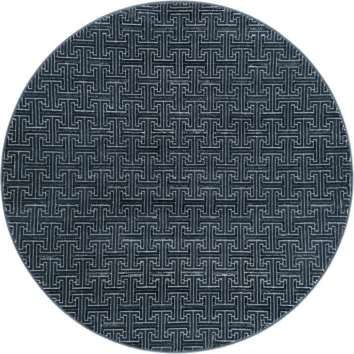 5' 3 x 5' 3 Argyle · Geometric lattice rug, navy and ivory