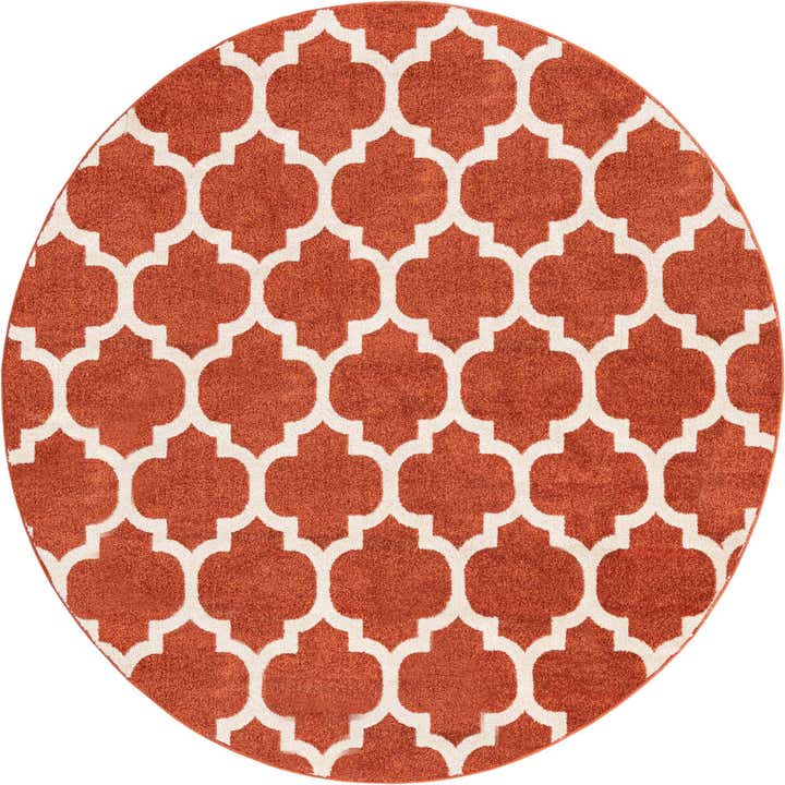 6' x 6' Arkwright · Trellis rug, terracotta and beige