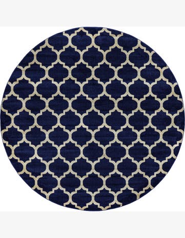 10' x 10' Arkwright · Geometric trellis rug, navy and ivory
