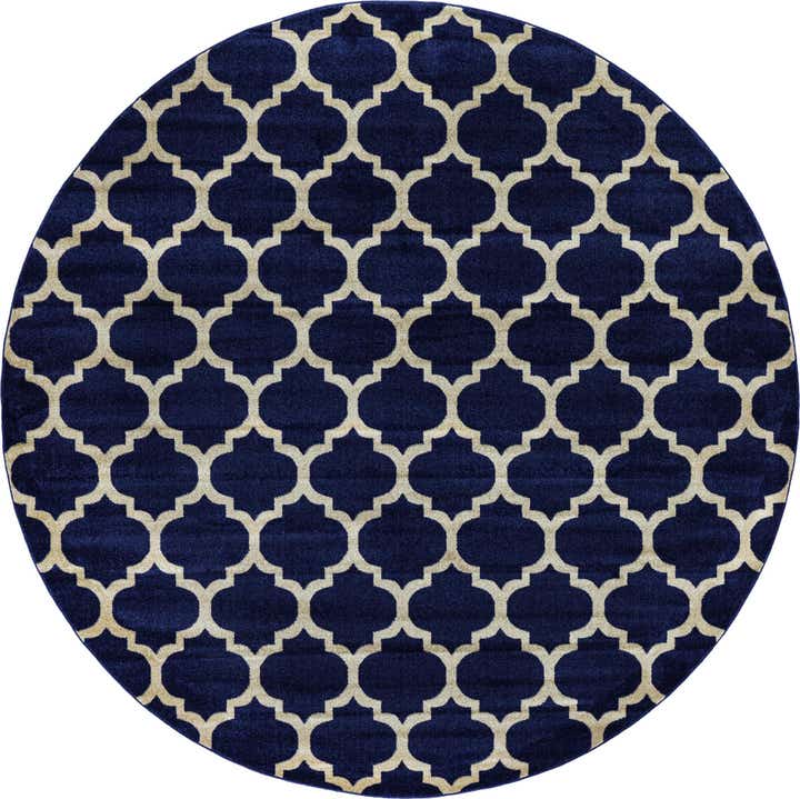 10' x 10' Arkwright · Geometric trellis rug, navy and ivory