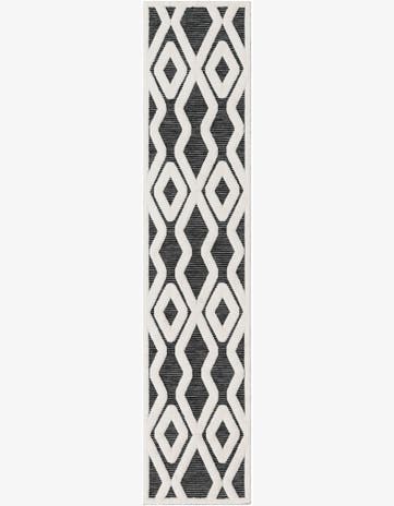 2' 7 x 12' Armstead · Geometric trellis rug, gray and ivory