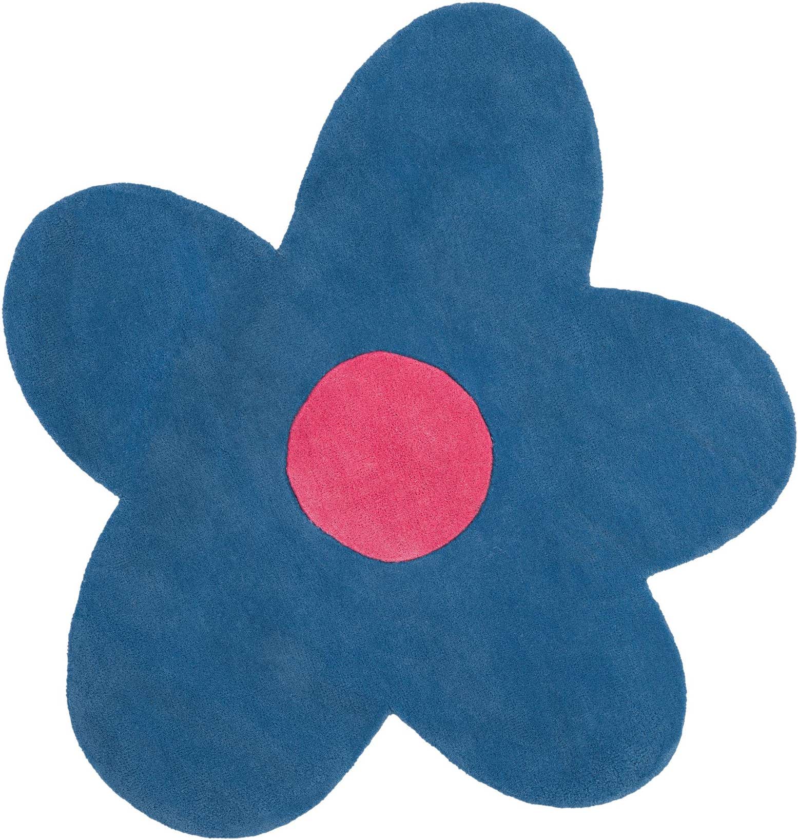 4' 1 x 4' 1 Ashgrove · Floral / botanical Wool Rug, royal blue