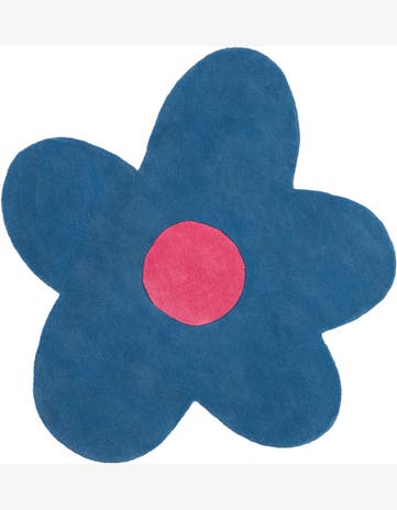4' 1 x 4' 1 Ashgrove · Floral / botanical Wool Rug, royal blue