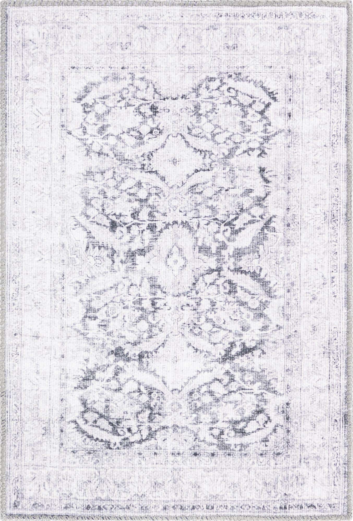 2' x 3' Augusta · Border Washable Rug, charcoal